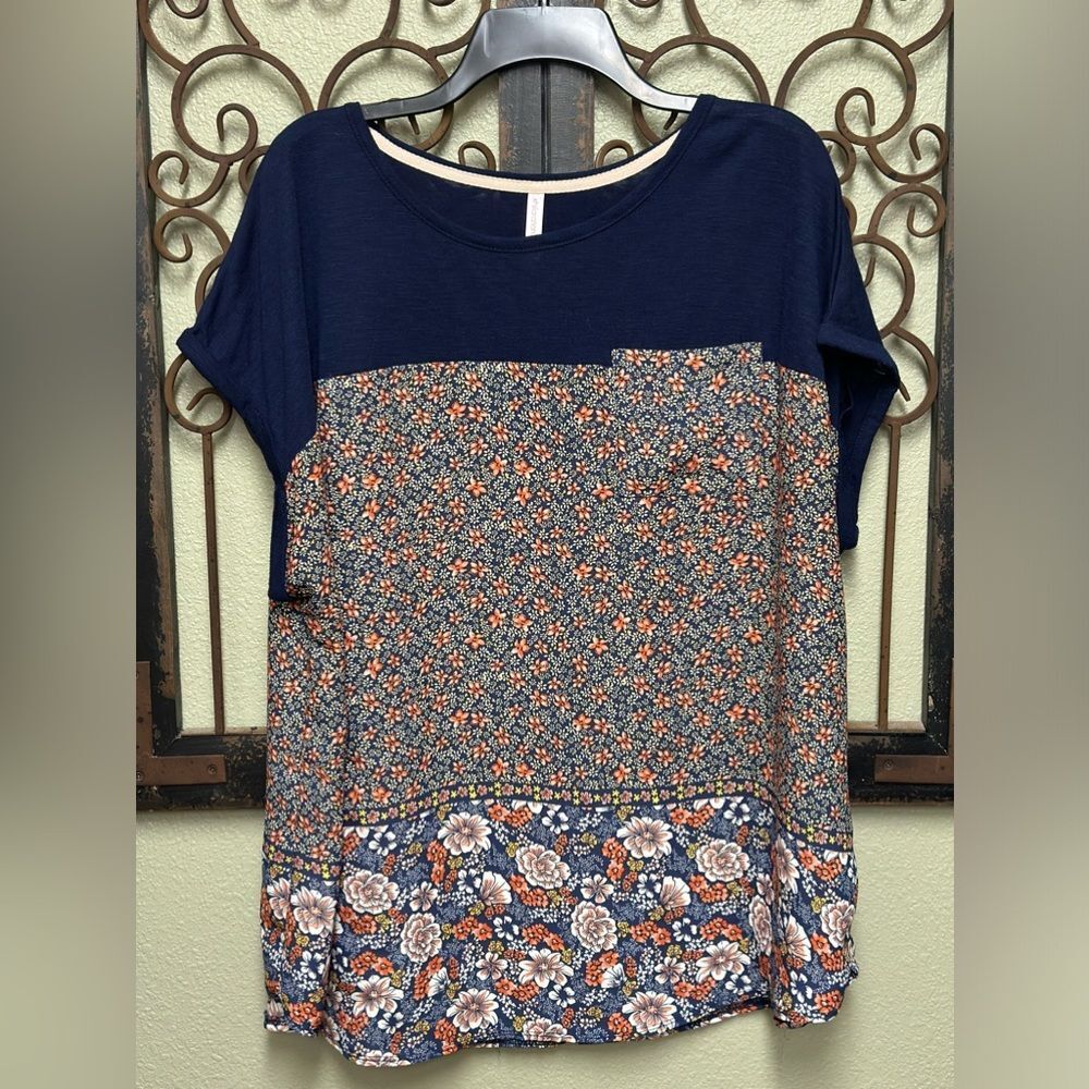 Xhilaration floral color block top